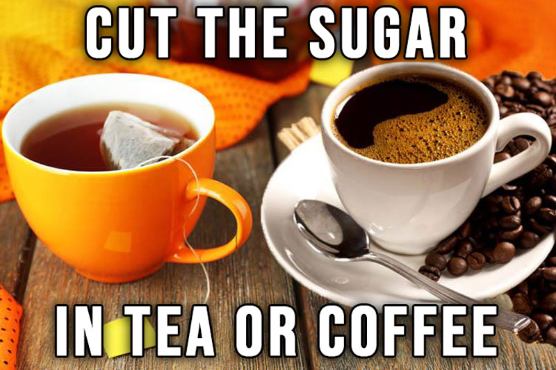 No sugar in tea or coffee. 15