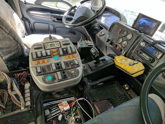 Inside Of A Street Sweeper.